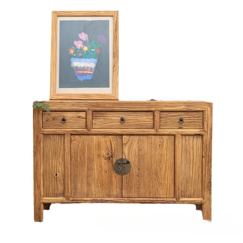

Retro style dining side cabinet, living room solid wood storage, porch locker