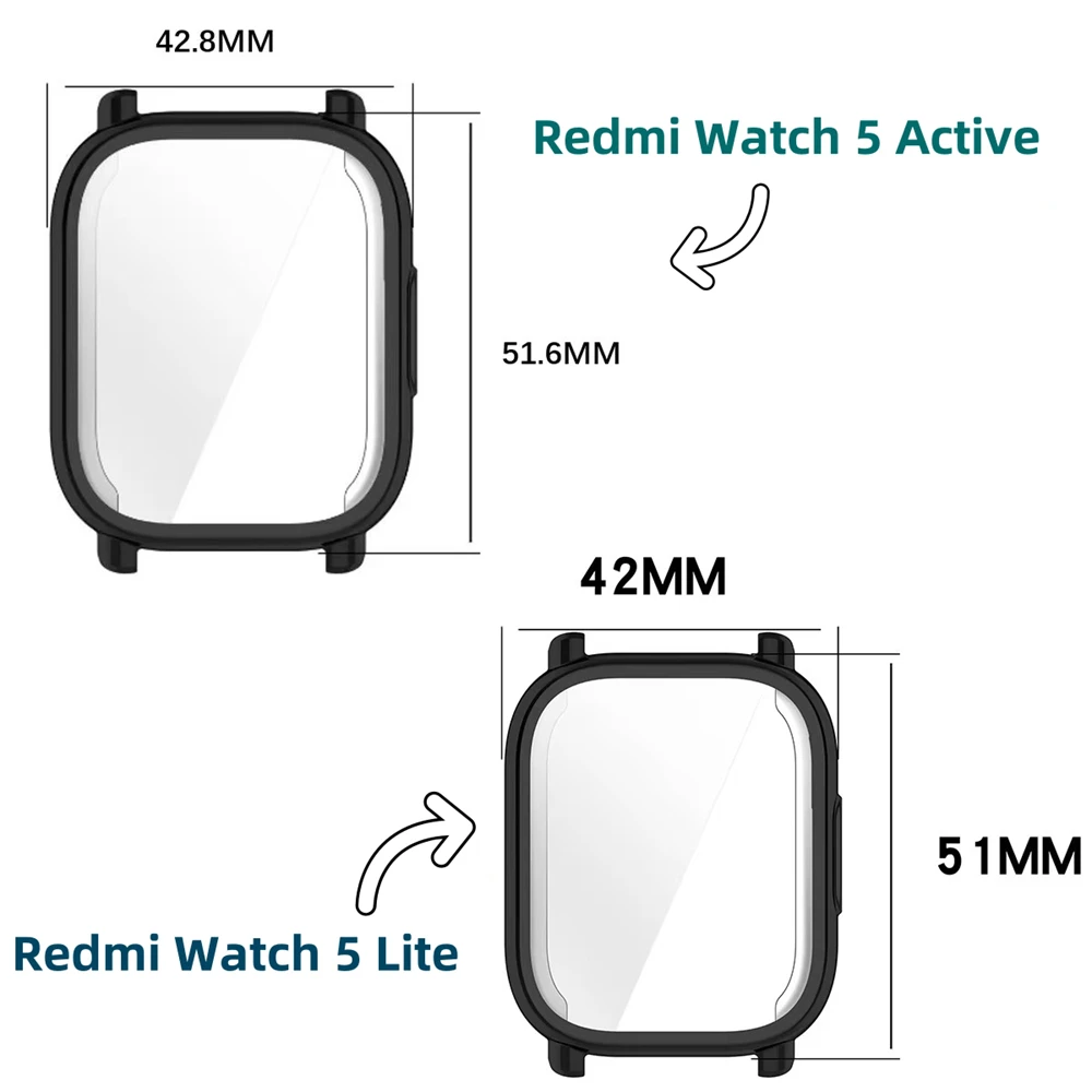 TPU-All-Inclusive-Hülle für Redmi Watch 5 Lite/5 Active Soft TPU Plating Protector Watch Cover Anzug für Redmi Watch