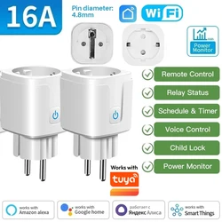 EU WiFi Smart Plug 16A/20A Smart Socket with Power Monitoring Timer Remote APP Voice Control Compatible with Alexa Google Home