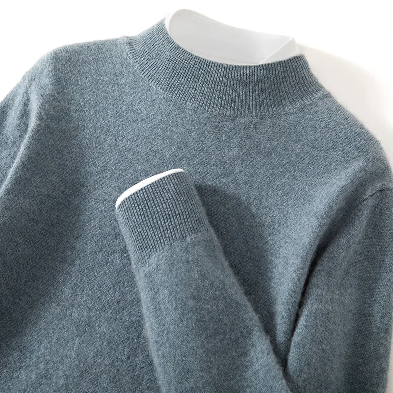

Men Pullover Sweater 100% Cashmere Knitwear Clothes 2026 New Collection Autumn Winter Cozy Jumper Mock Neck Men Basic Soft Tops