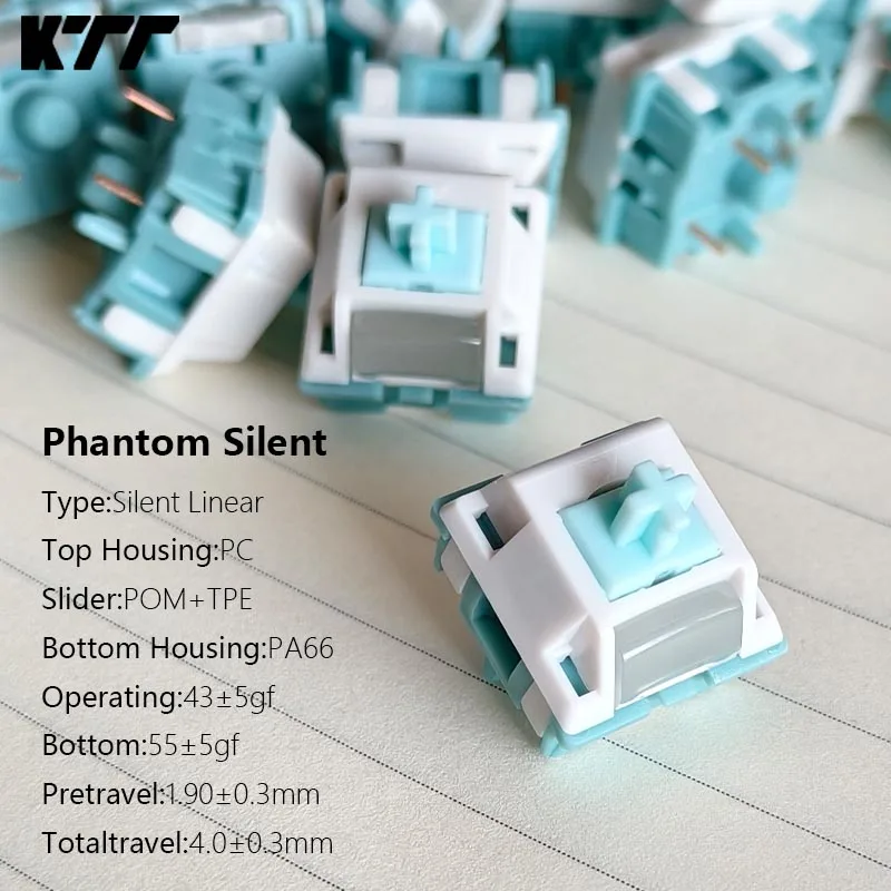 

KTT Mechanical Keyboard Phanttom Silent Switch 43g Linear 5 Pin RGB Mute Factory Lubrication Custom Hot Swap Gamers Switches