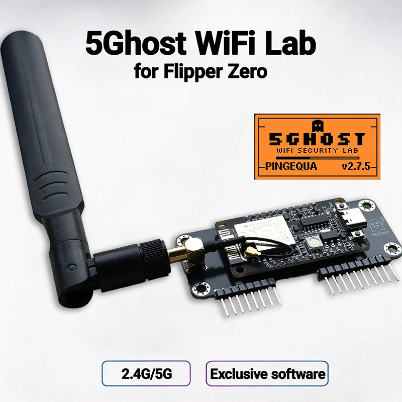 Dual-Band 2.4G&5G WiFi Devboard for Flipper Zero, PINGEQUA 5Ghost WiFi Lab, Preloaded Firmware, RTL8720DN (BW16) GPIO Module