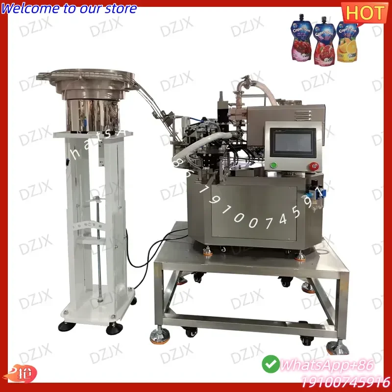 2026Hot DZJX Liquid Juice Beverage Coffee 1 2 4 Head Spouted Pouch Spout Bag with Screw on Cap Filling Capping Sealing