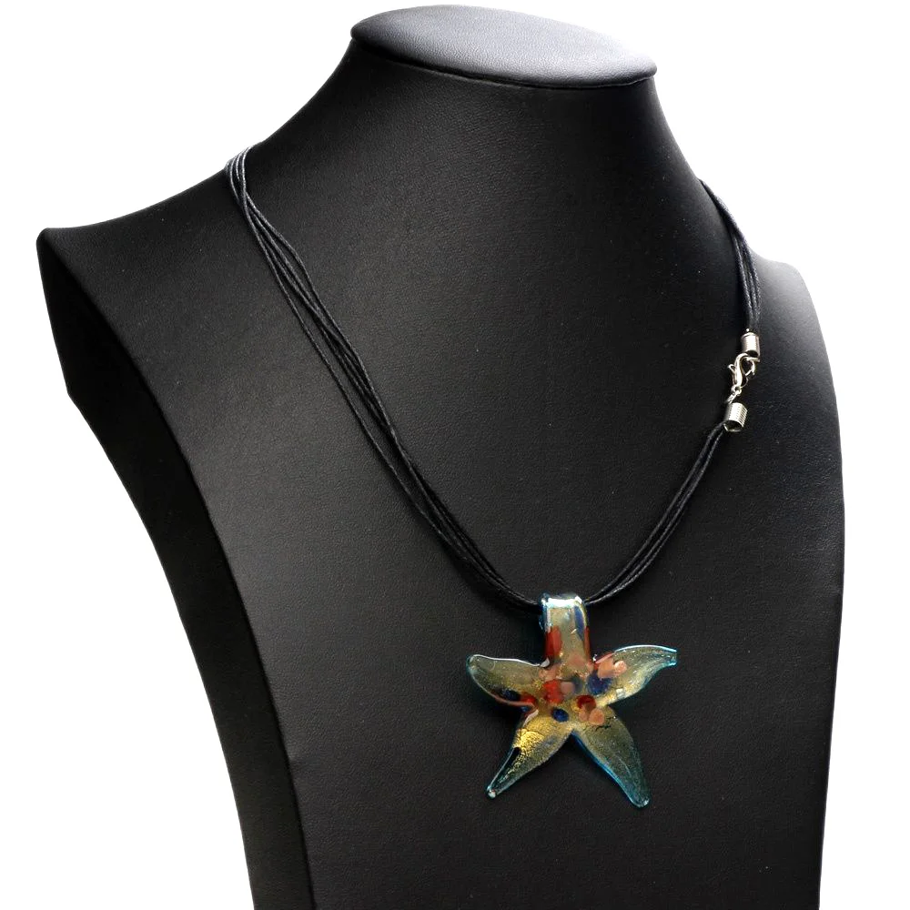 2PCS/Lot 53MM Contains Gold Foil Starfish Shape Pendant Handmade Lamp Work Beads DIY Necklace Jewelry Making