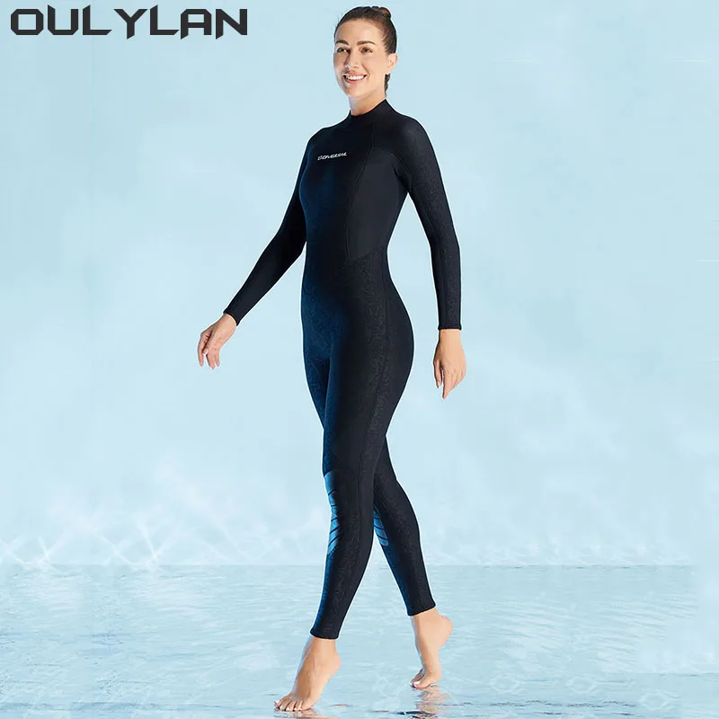 Oulylan 3mm Neoprene Wetsuit One-piece Women Men Long-sleeved Diving Suit Scuba Spearfishing Surfing Warm Swimsuit Equipment