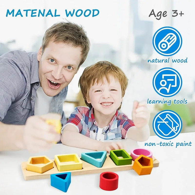 Montessori Toys Children's Wooden Category Stack Toy Education Color Shape Classification Puzzle Toys