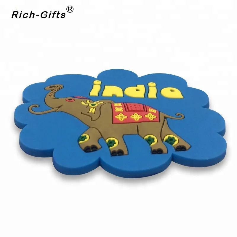 Personalized 3D India Elephant Soft Rubber Magnet for Fridge, Custom