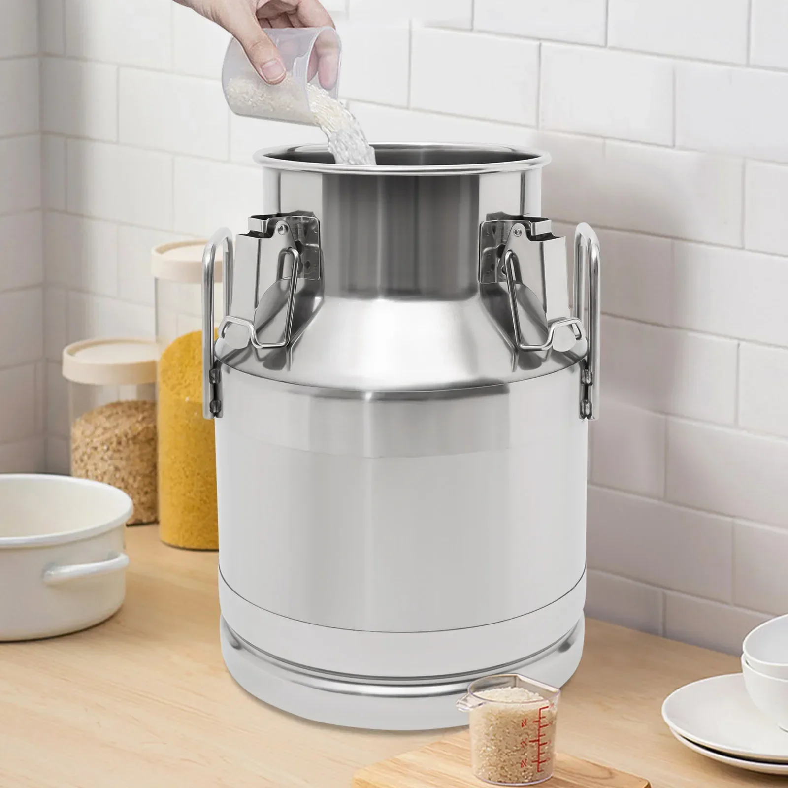 

Milk Jug Transport Jug Made of 201 Stainless Steel with Clamping Lock & Rubber Seal Milk Jug for Transport or Storage 10 L