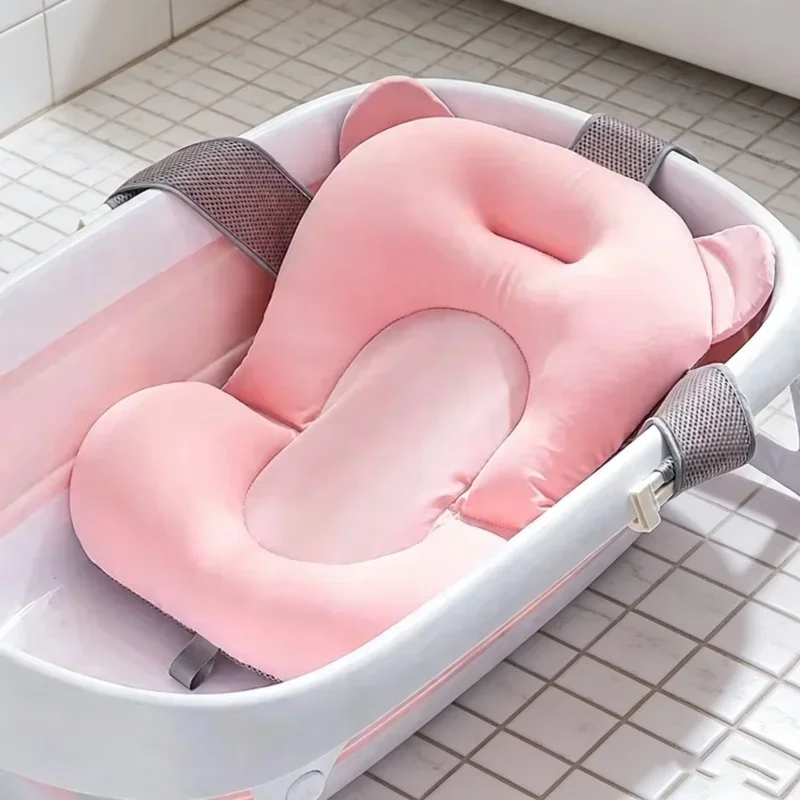 Infant Anti-Slip Baby Bath Support Mat Foldable Bath Tub Pad Chair Newborn Bathtub Pillow Soft Body Cushion Baby Care Supplies