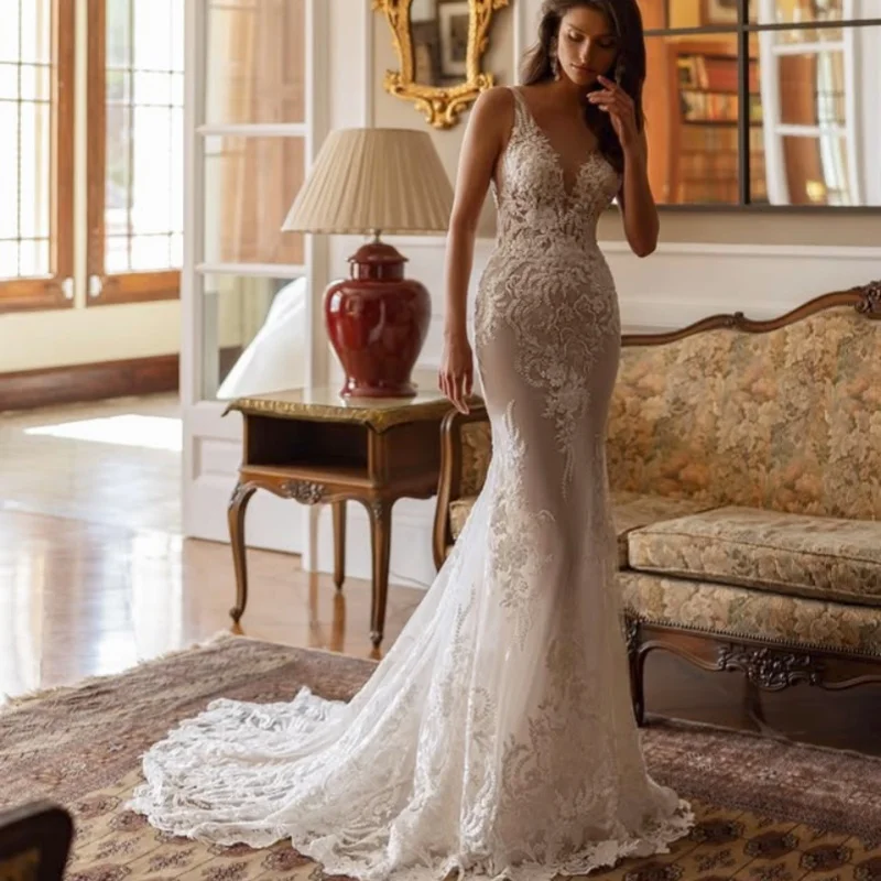 Shiny White Appliques Wedding Dresses flower decal off-shoulder fishtail Gowns Made wedding dress Bridal Gown
