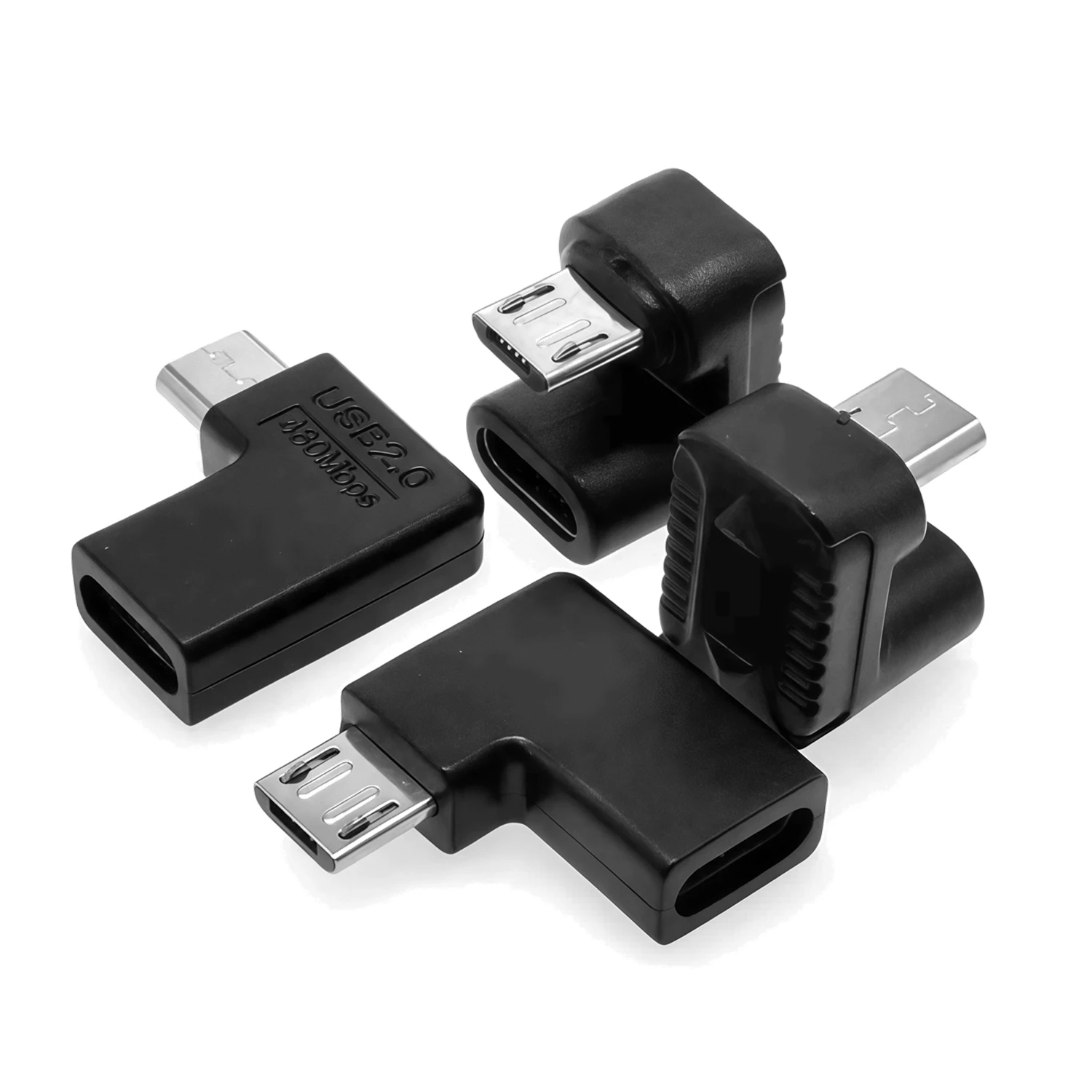 2PCS 90/180 Degree USB Type C Female To Micro USB Male Adapter Connector Type-C Micro USB Charger Adapter