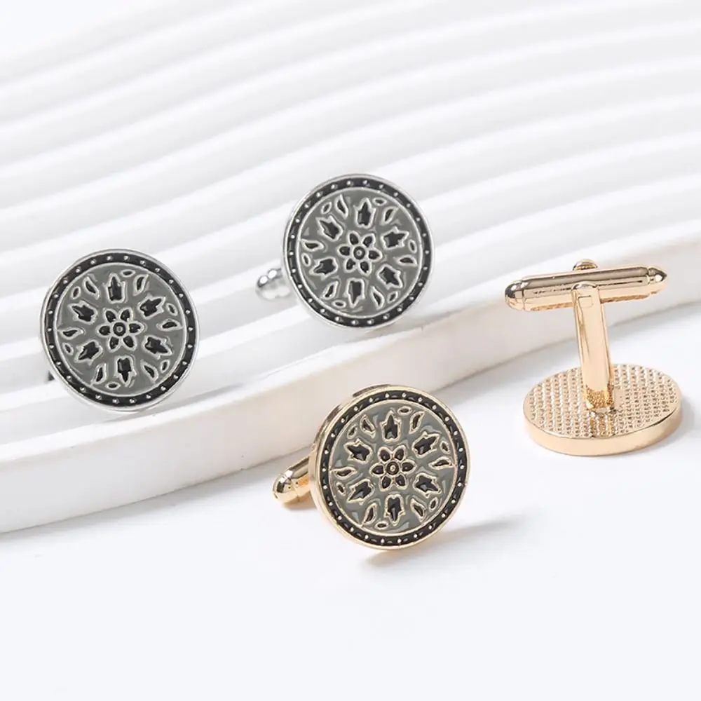 2pcs Round Alloy Cufflinks Fashion Men\'s Suit Shirt Cuff Buttons New Painted Round French Style Cufflinks Elegant Style Knot