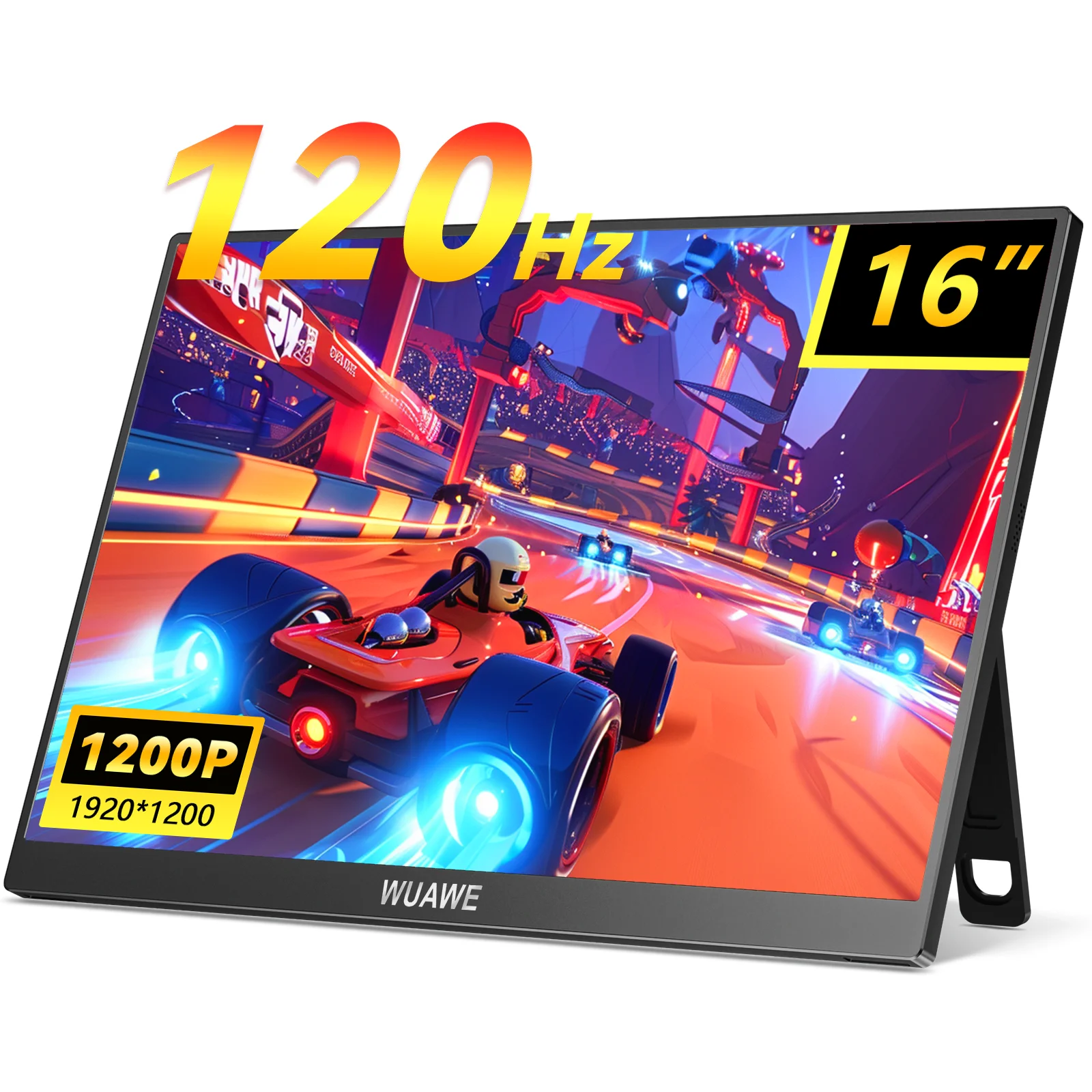 

16-дюймовый портативный игровой монитор 2,5 карата, 144 Гц, IPS-экран 2560x1600, 100% sRGB, FreeSync, ультратонкий, встроенная подставка, низкий синий свет