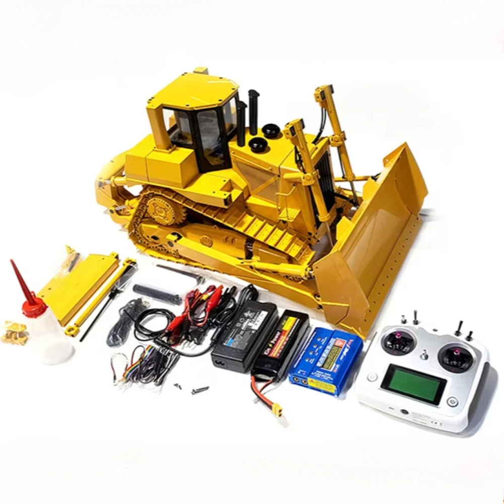 JDM 98 DXR2 D9T RC Hydraulic Bulldozer RTR 1/14 RC Metal Dozer Heavy Duty Machine JDModel with Light Sound Set RC Car Toys