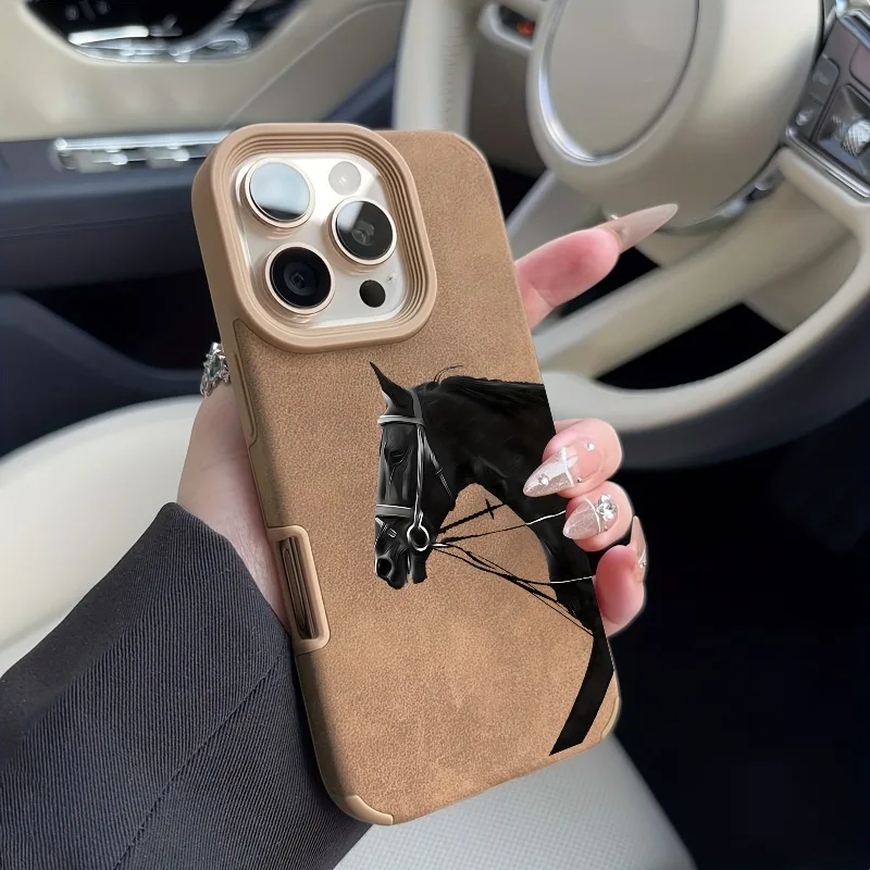 

Чехол из овчины с рисунком лошади, подходит для iPhone 17, 16, 14, 13, 12, 11 Pro/Max/Plus, задняя крышка с защитой от падения
