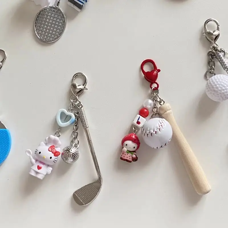

Ins Creative Cartoon Kt Sports Racket Series Keychain Baseball Badminton Table Tennis Couple Bag Pendantins Creative Cartoon Kt
