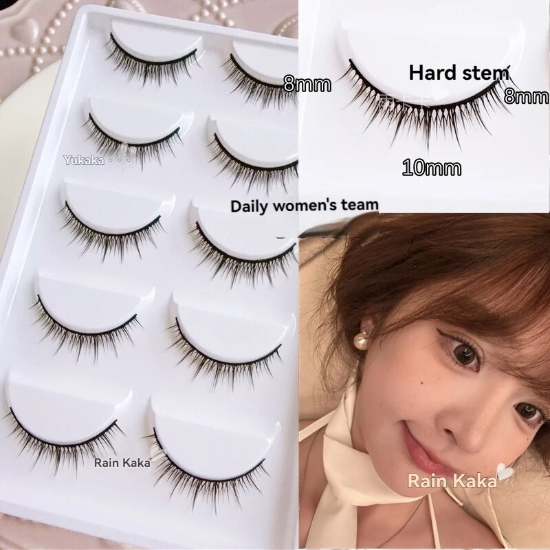 Накладные ресницы YOKPN MH01 Ultra Short Girl Group: естественный эффект, имитация двойного века, для ежедневного макияжа, с жесткой основой для поддержки.