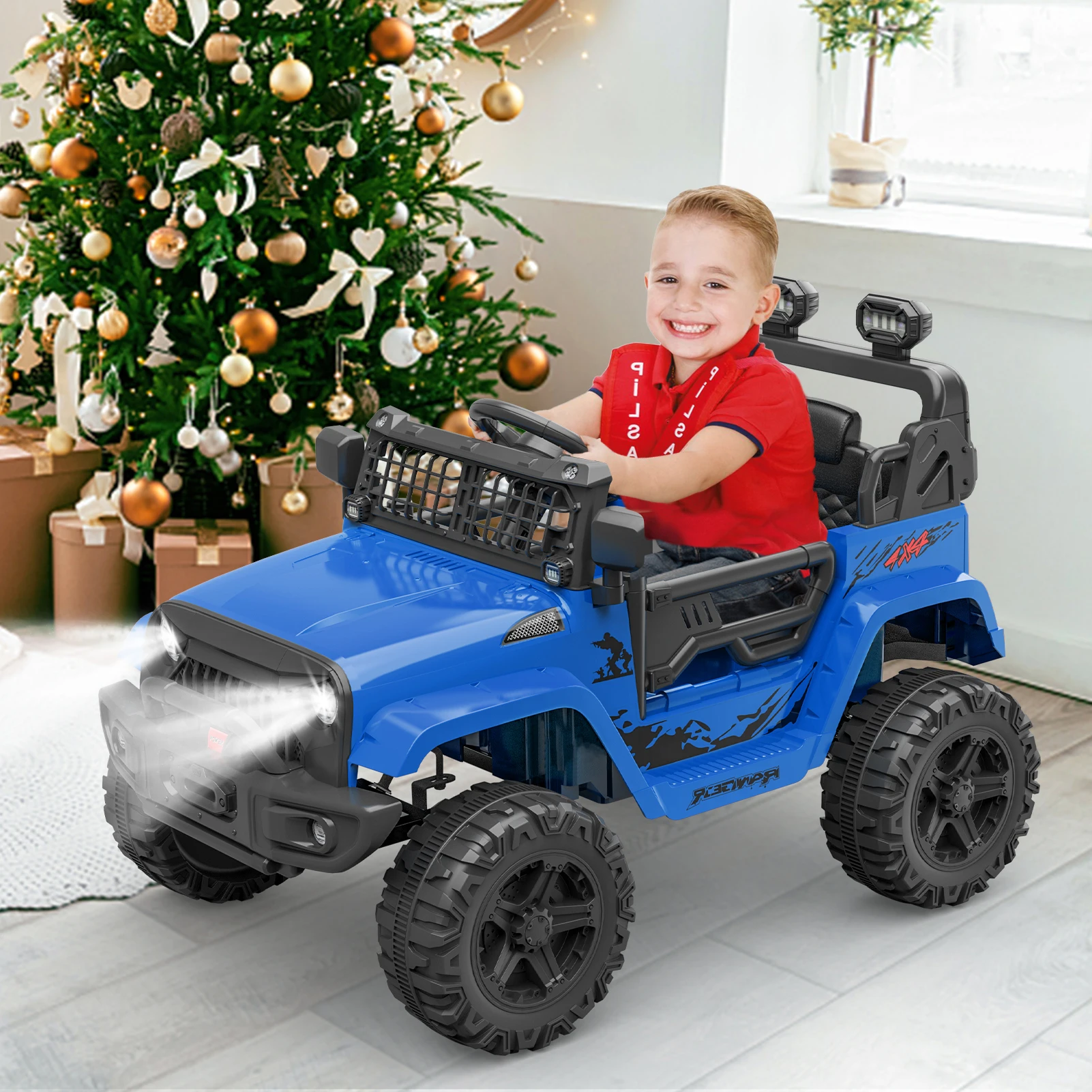 12v Electric Ride-on Truck for Kids with Parent Remote Control,3 Speeds,Spring Suspension & LED Lights,ASTM Vehicle Certified