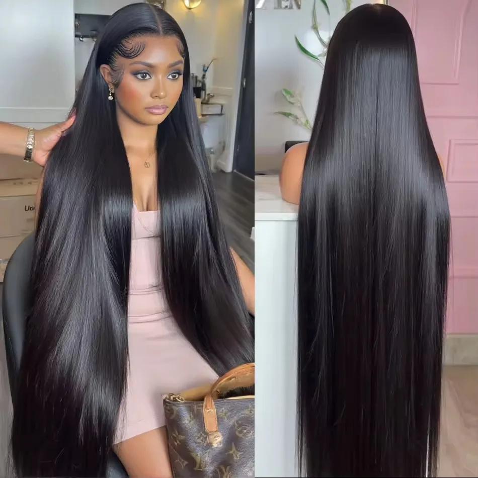 

13x6 Bone Straight Hd Lace Frontal Wig 40-дюймовый парик фронтальной части шнурка Человеческие волосы Парик фронтальной части шнурка 13x4 Прозрачный кружевной предварительно выщипанный парик