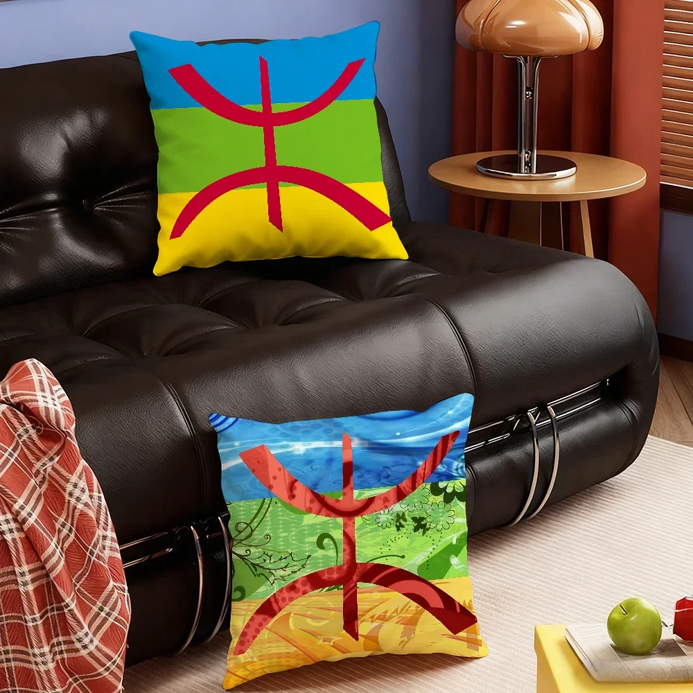 Nation Flag Berber Amazigh cushion cover Soft Smooth Pillow Case Hidden Zipper Washable Decorative Couch Office Gift