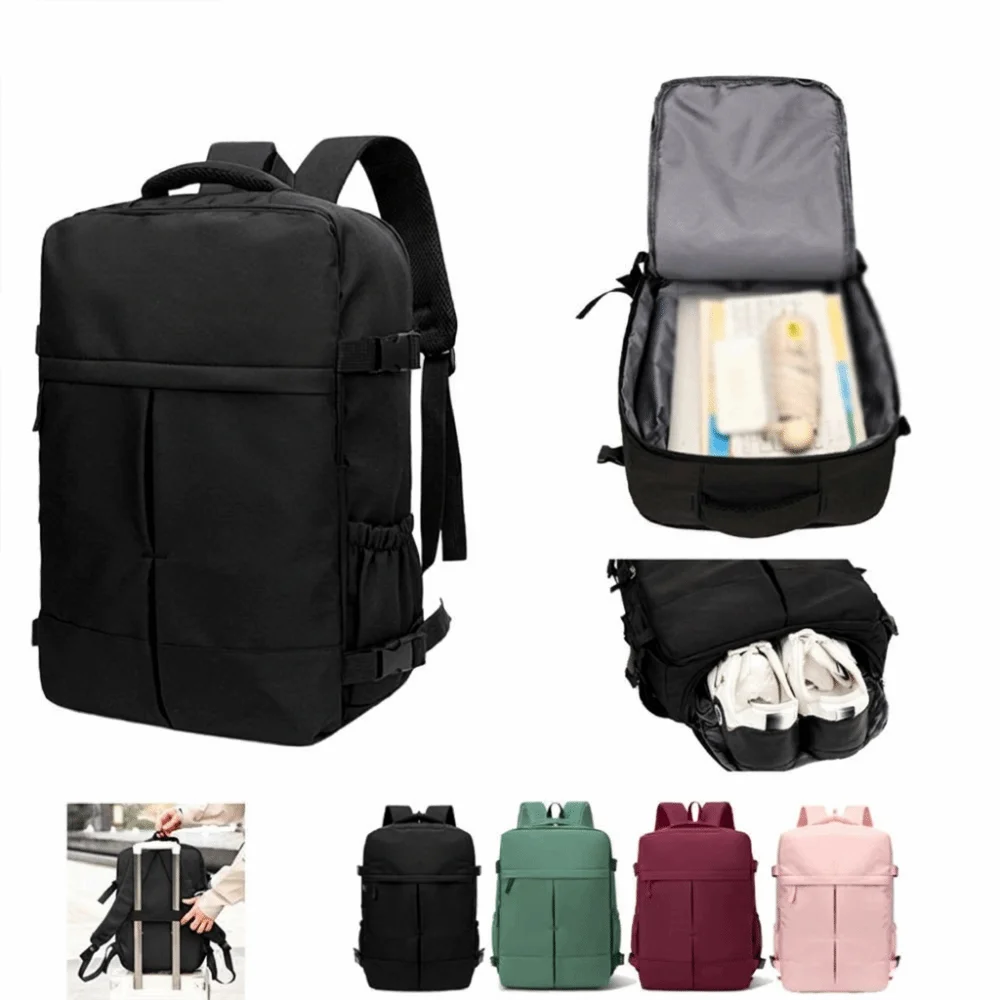 Large Capacity Travel Backpack Clamshell Opening Lightweight Daypack Separate Laptop Compartment Padded Shoulder Straps