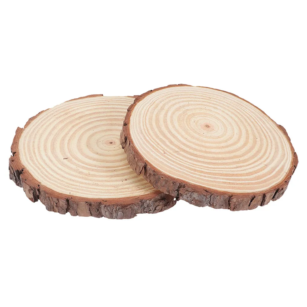2Pcs Round Wood Stepping Stones Garden Paver for Outdoor Walkway Patio Lawn Decor Natural Wood Texture Garden Decor Craft Gift