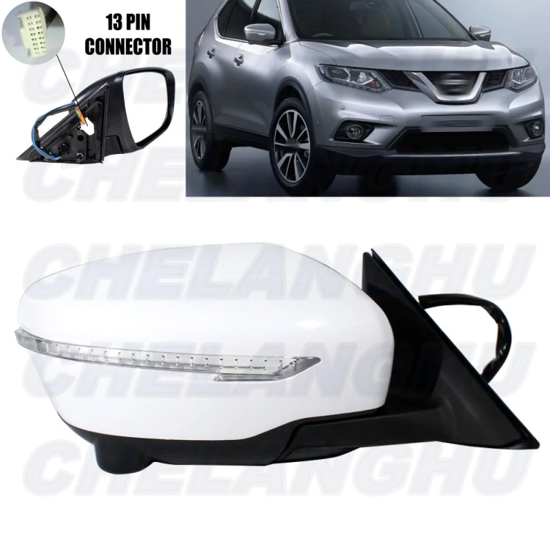 

For Nissan X-Trail T32 2014 2015 2016 2017 2018 2019 Right Side 13 Pins White Paintable With Camera Mirror Assembly