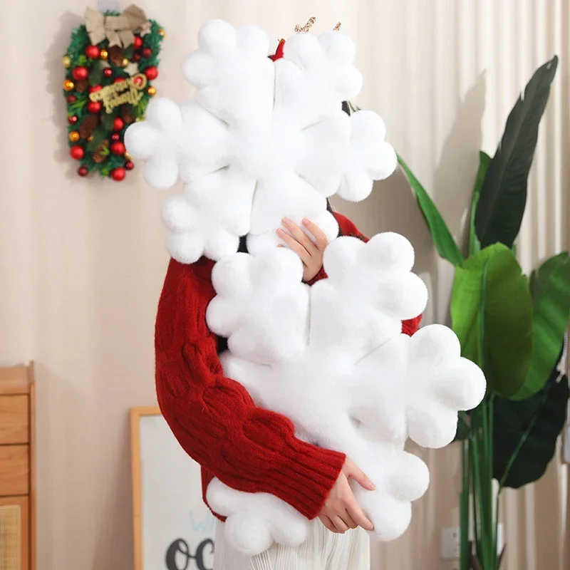 Neues großes Schneeflockenkissen, süßes weiches Plüschtier, Weihnachtsdekoration, Sitzkissen, Schneeflocke, dekorativer Überwurf, Plüsch, Winter, Weihnachten