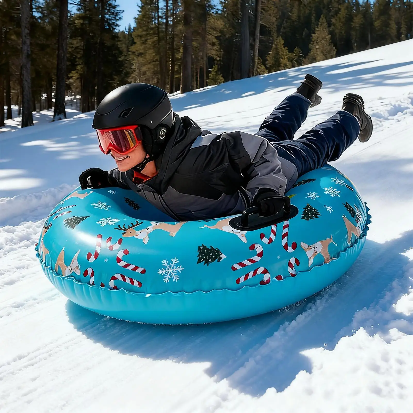 زلاجات الثلج نمط الرنة معدات عدم الانزلاق الاطفال أنبوب الثلج نفخ معدات التزلج في الهواء الطلق سميكة بولي كلوريد الفينيل أنبوب تزلج قابل للنفخ