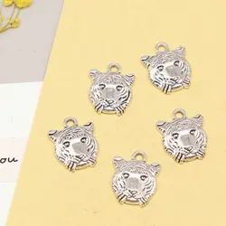 20pcs 13x16mm Tiger Head Charms Pendants Jewelry Making Handmade Products Jewelry Making Supplies Antique Silver Color