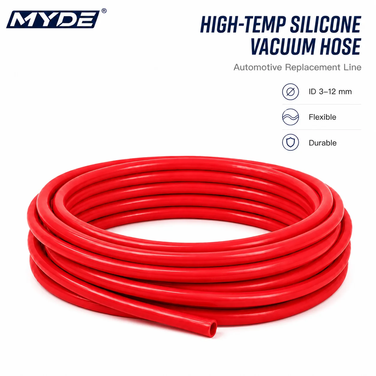 MYDE Universal Silicone Vacuum Hose 3/4/6/8/10/12mm ID High-Temp Flexible Automotive Turbo Coolant Overflow Washer Line