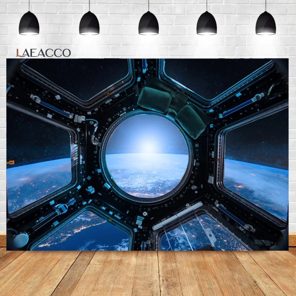 Laeacco Spaceship Interior Background Universe Exploration Science Fiction Spacecraft Galaxy Space Station Photography Backdrop