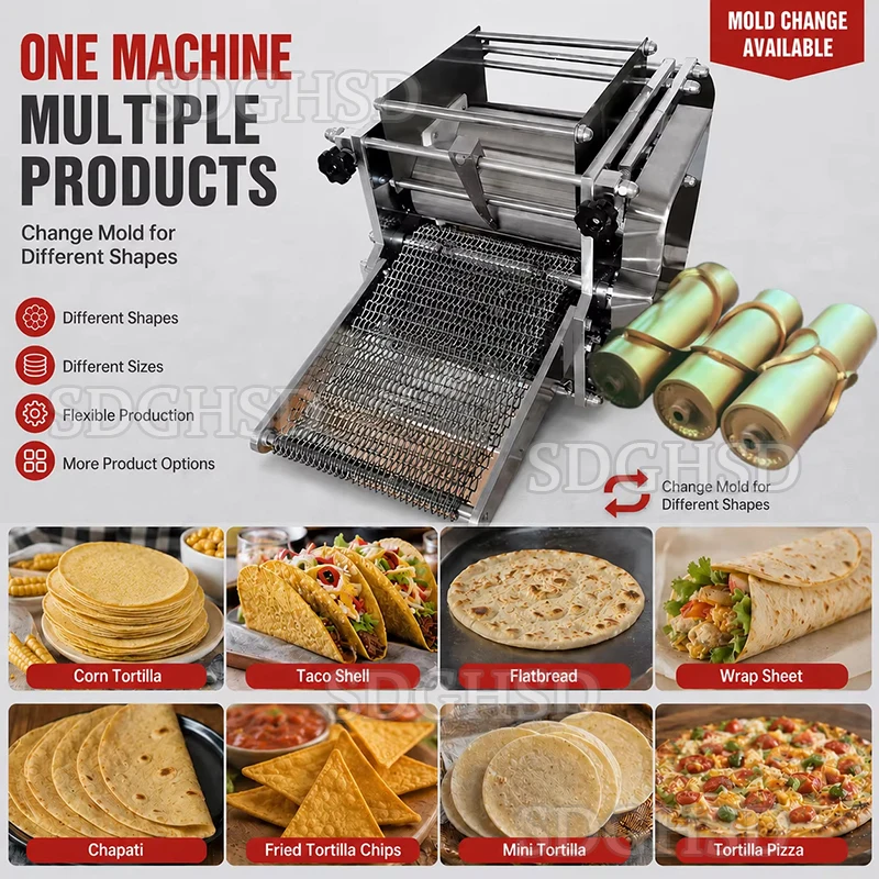 Multi-functional Commercial Automatic Corn Tortilla Machine Electric Taco Shell Maker