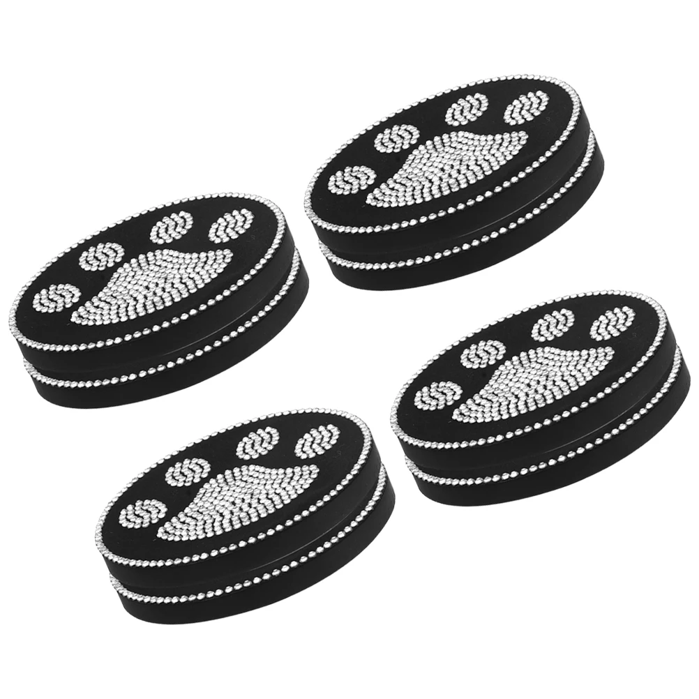 

4 Pcs Anti Slip Car Coaster Cup Holder Dog Cat Paw Bling Console Coasters Hot Drinks Table Mat Mug Pads Desk Accessories Round