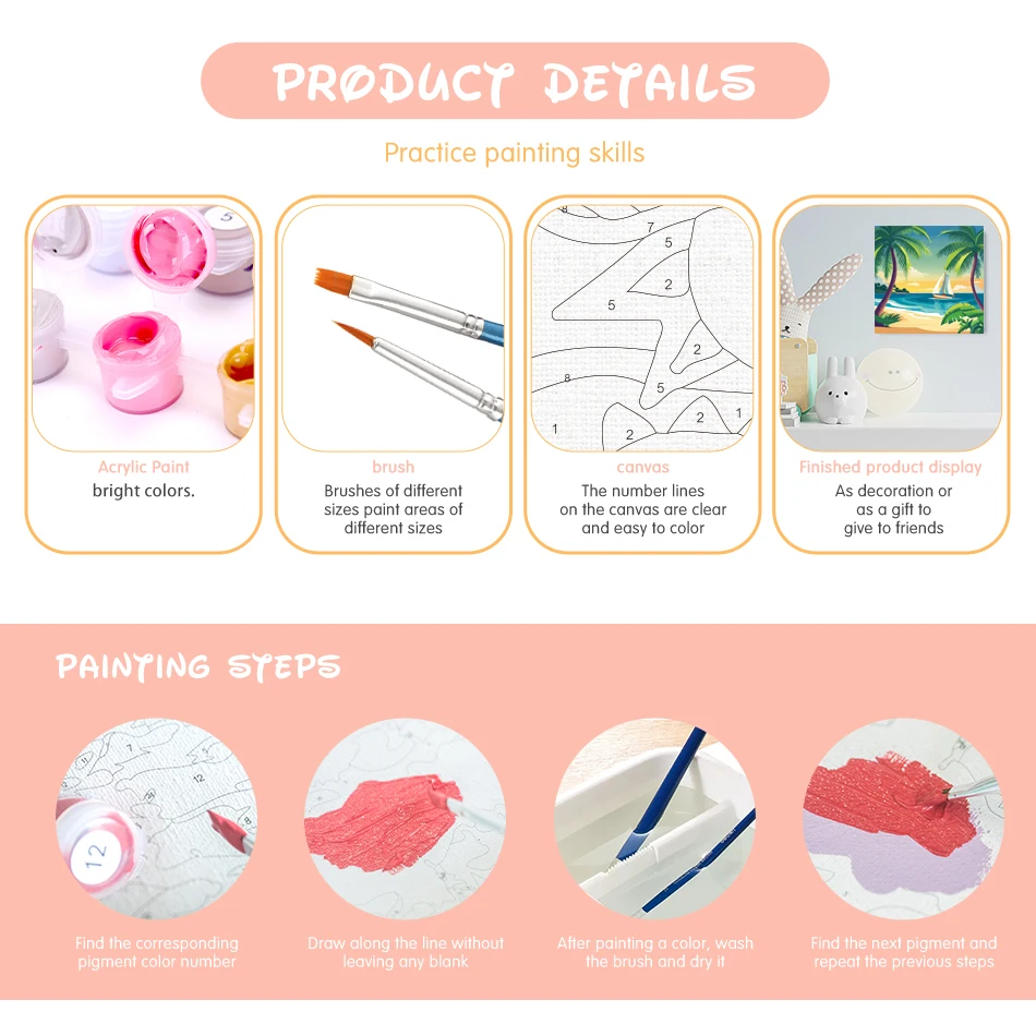 大人のためのルーポティ額入り絵画キット,ウコン現代壁芸術,数字によるアクリル絵画,スターターキット,DIYギフト