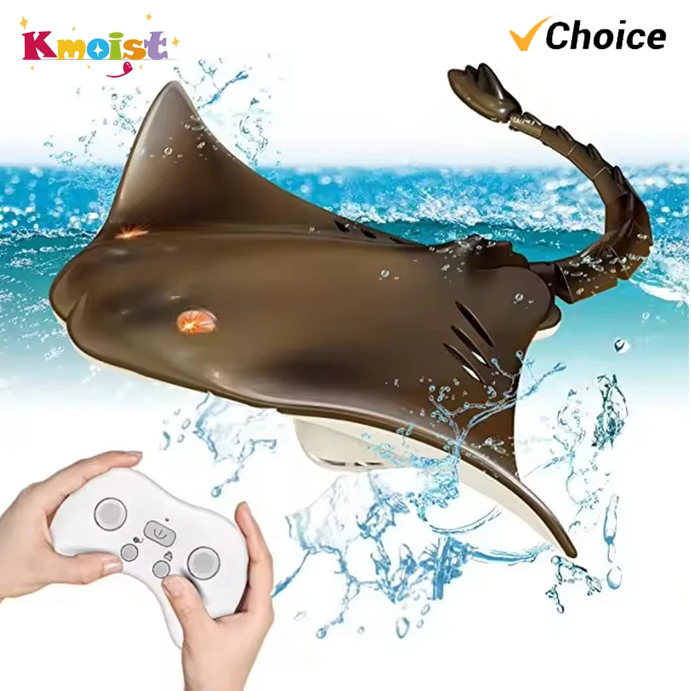 À prova d'água sem fio natação peixe brinquedo, controle remoto brinquedo, simulação elétrica, manta ray, RC animal, presente para crianças, 2.4g