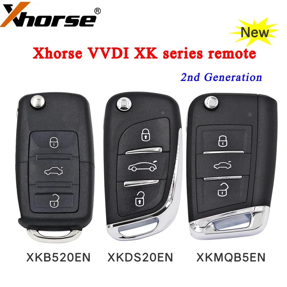 1/3/5pcs Xhorse XKB520EN XKDS20EN XKMQB5EN VVDI Wire Remote Key B5/DS/MQB Type 3 Buttons Supports Wireless Programming