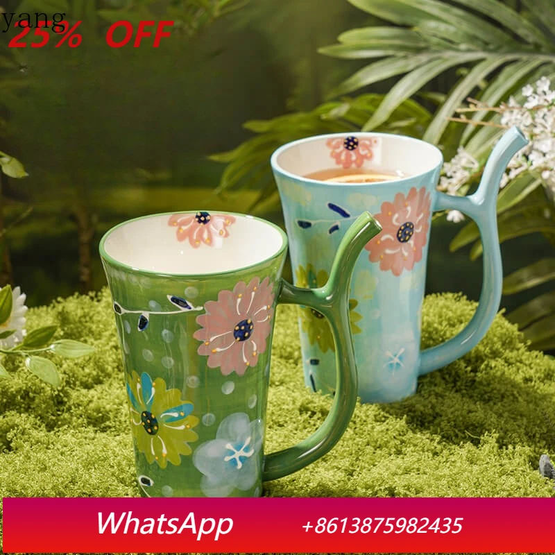 

LMM underglaze color hand-painted relief ceramic cup high value drinking water coffee cup