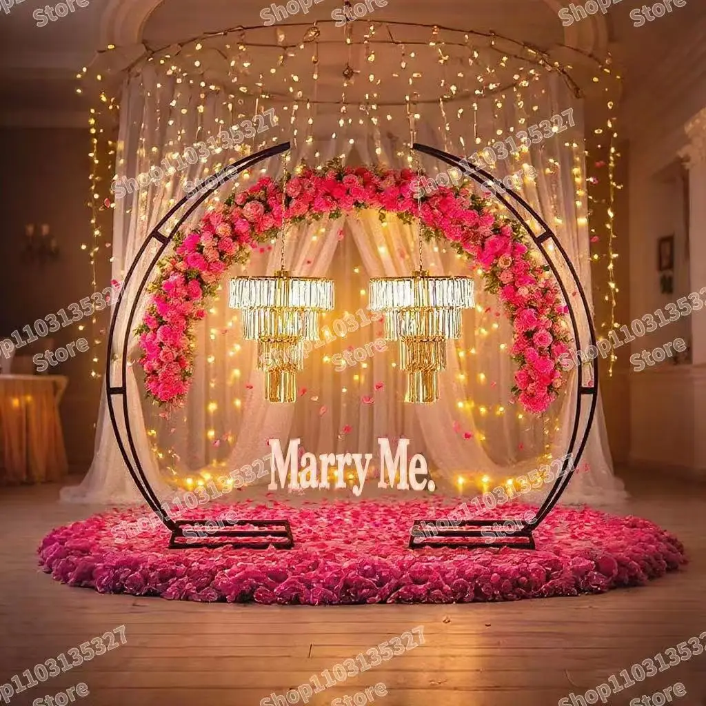 

2/4pc Europe Wedding Crystal Pendant Flower Arch Outdoor Garden Birthday Party Stage Walkway Romantic Dinner Light BackdropStand