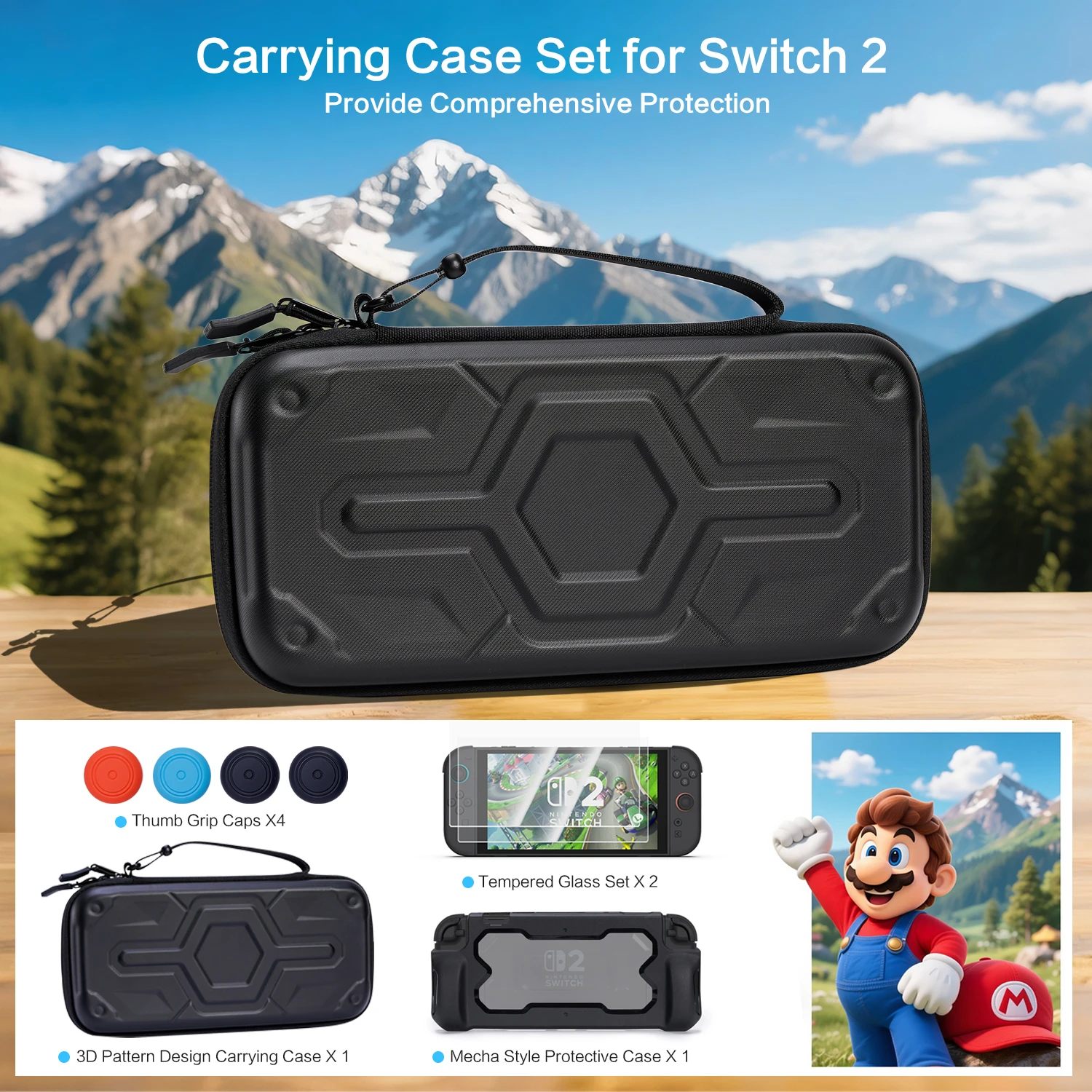 Custodia protettiva compatibile con Nintendo Switch 2 (2025), guscio rigido da trasporto, sottile e portatile, da viaggio antipolvere