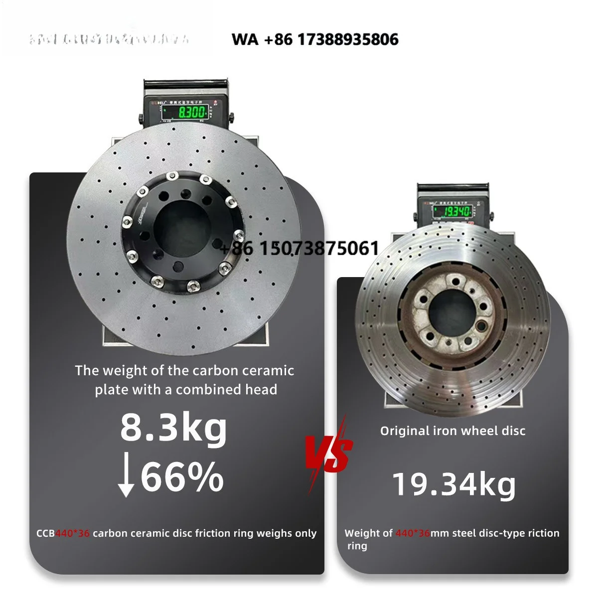 Rotora Factory Direct Sale 355 360 370 380mm Carbon Ceramic Brake Disc for 468 10 Piston for Su-baru Vo-lvo Ja-guar Land Ro-ver