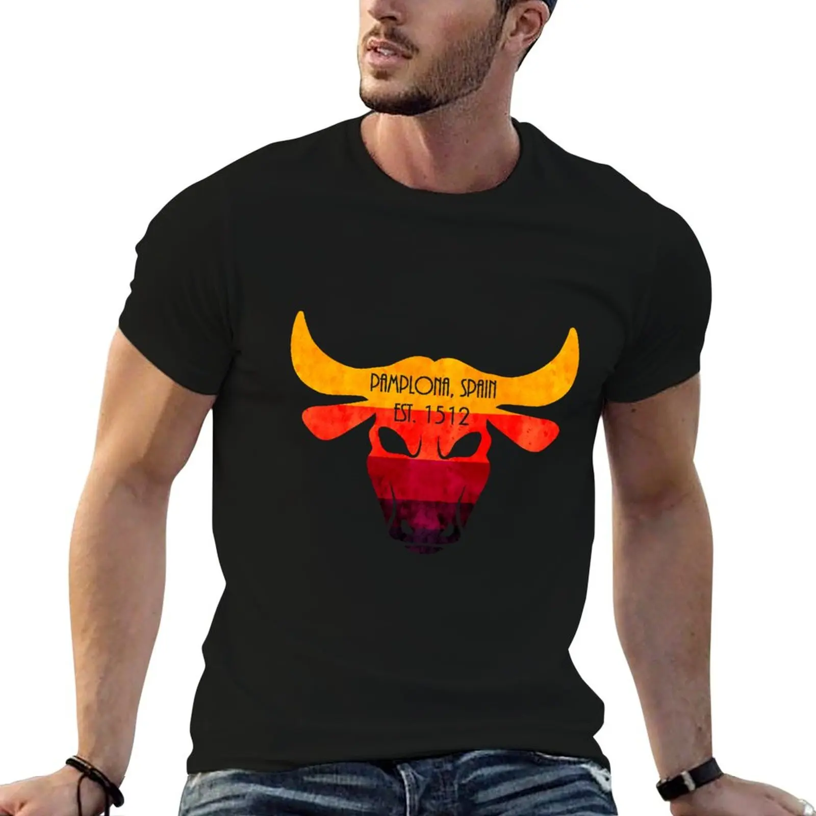 

Pamplona Spain Bull T-Shirt tees graphic t shirt vintage summer tops Short sleeve tee men