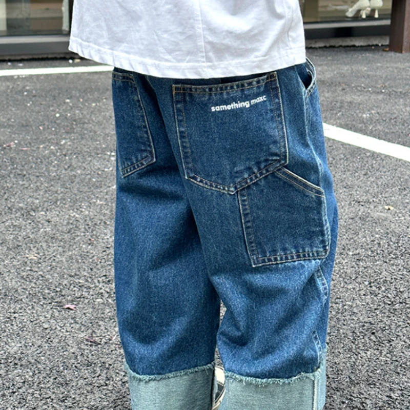 Boy Jeans Autumn 2024 New Western Style Trousers Straight Comfortable Simple Tide