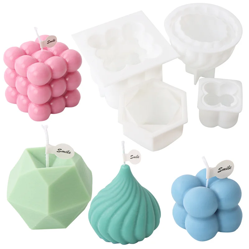 Bubble Cube Ball Silicone Candle Mold Round Mould DIY 3D Soy Wax Balls Candle Silicone Cube Mould Yarn Ball Bubble Candle Mold