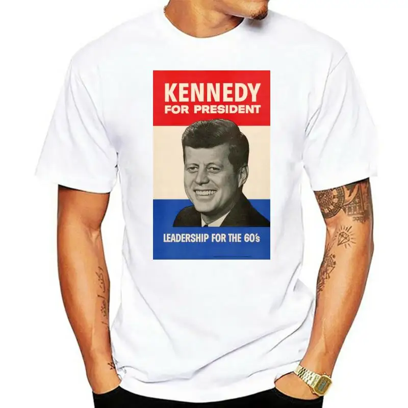 100% Cotton Fashion T Shirts Hot Cheap  John F. Kennedy 1960 Campaign Poster Mens T Shirt Top Quality T Shirts