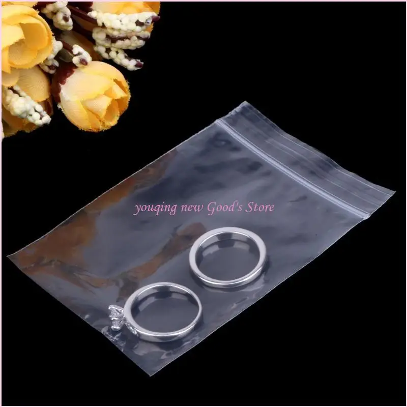 

57QA 100 Pcs Plastic Transparent Jewelry Storage Bag Thickened Zippered Bag 6cmx9cm