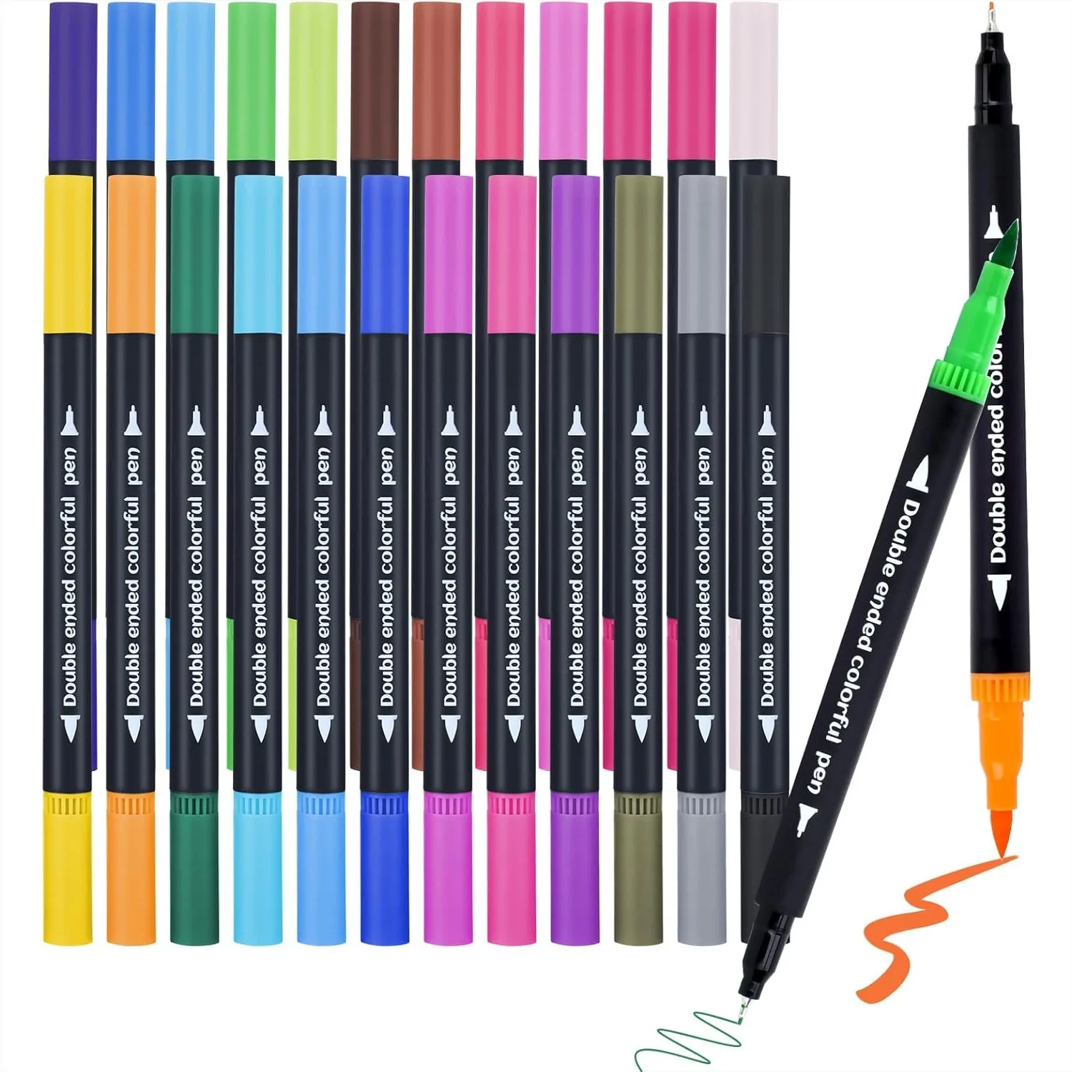 

24 Color Dual-Tip Art Markers Set Fine And Brush Tips For Adult Coloring Books Watercolor Drawing Pens For Illustration Sketching Journal