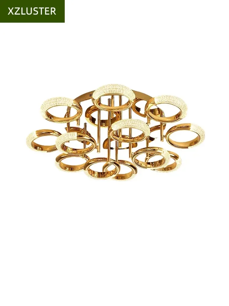 

For Modern Light Luxury Circle Ring LED Ceiling Lamp Acrylic Luster Living Room Lights Bedroom Lamps Home Decor Crystal