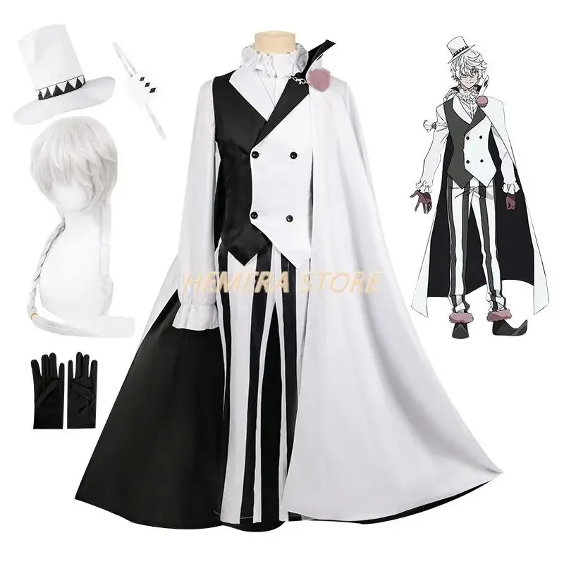 Nikolai Gogol Cosplay Costume Wig Hat Overcoat Cloak Uniform Anime Bungo Stray Dogs Season 4 The Decay of The Angel Men Outfit