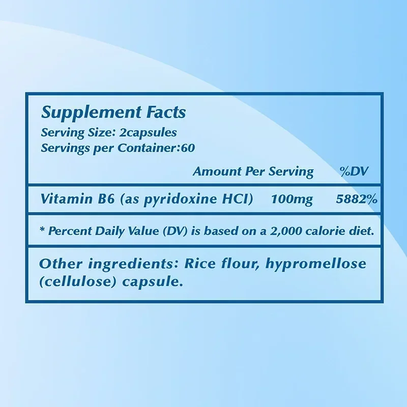 Vitamin B6 Capsules - Energy Metabolism, Maintaining The Nervous System, Promoting Skin Health